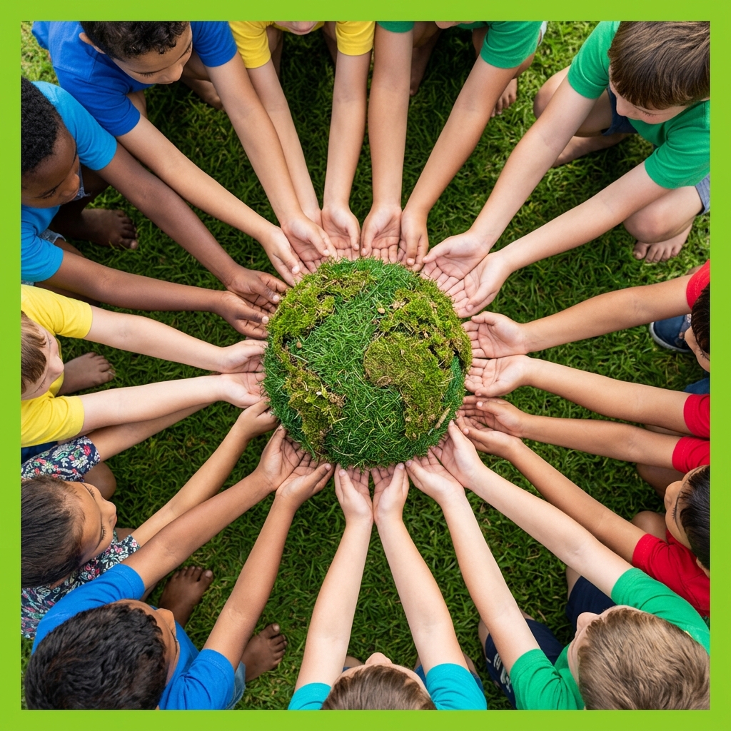 Hands holding a green globe representing IFMC's commitment to sustainable facility management